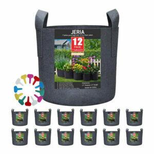 Den bedste vækstpose mulighed: JERIA 12-Pack 7 Gallon Vegetable Flower Plant Tasker