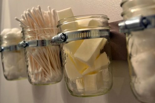 Doe-het-zelf badkameropslag - Mason Jar Organizer