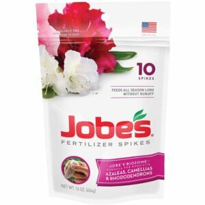La mejor opción de fertilizante para gardenias: Fertilizante de azalea, camelia y rododendro de Jobe