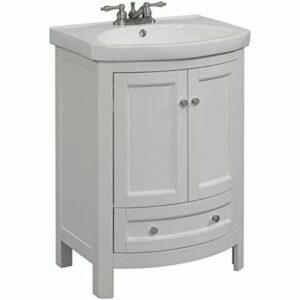 ตัวเลือกโต๊ะเครื่องแป้งห้องน้ำที่ดีที่สุด: RunFine RFVA0069W Vanity, White Finish