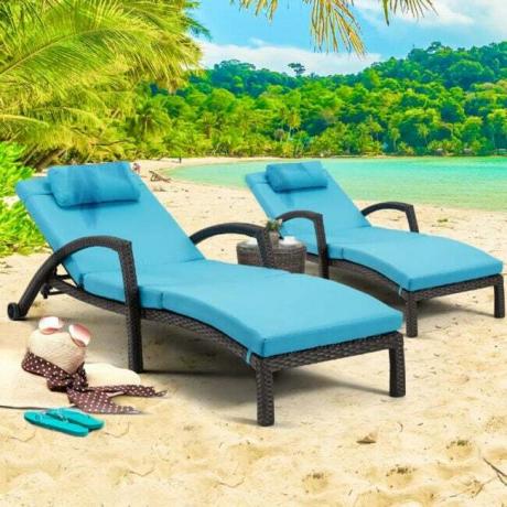 Outdoor Wicker Chaise Lounge – 2 rinkinys 