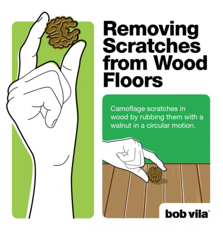 Oprava škrabancov na drevenej podlahe - trik z vlašských orechov