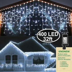 Melhor opção de luzes de Natal ao ar livre: KNONEW Christmas Lights Curtain Fairy String