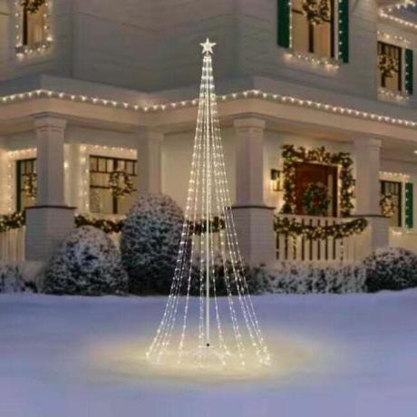 La migliore opzione per le decorazioni natalizie all'aperto: albero a cono LED con movimento di dimensioni giganti