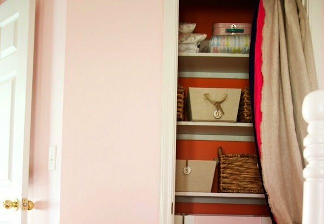 Ideas de armario pequeño - Cortina de armario de bricolaje