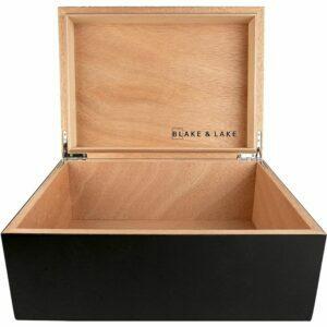 As melhores opções de caixas de armazenamento de fotos: Blake & Lake Grande caixa de madeira com tampa articulada