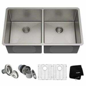 A melhor opção de pias de cozinha embutidas: Kraus Standart Pro Undermount Double Bowl Sink