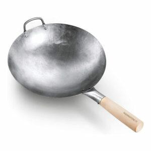 最高の炭素鋼中華鍋オプション：Mammafong丸底14インチ伝統的な中華鍋
