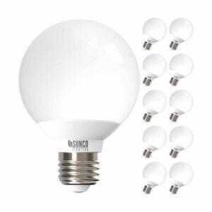 Geriausios lemputės vonios kambariui: „Sunco Lighting 10 Pack G25 LED Globe“, 6W = 40W