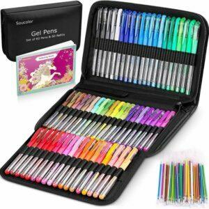 As melhores canetas de gel para opções de coloração: Canetas de gel Soucolor para livros de colorir para adultos, pacote de 122