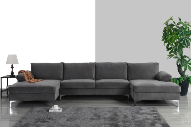 Offerte Roundup 29 Opzione: moderno divano componibile a forma di U con rivestimento in velluto XL