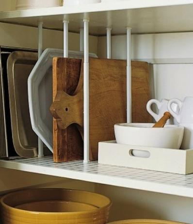 Almacenamiento de cocina de bricolaje - Divisores de estante de barra de tensión
