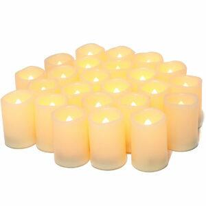 საუკეთესო აალებადი სანთლების ვარიანტები: უცხიმო მოციმციმე Votive ჩაის შუქები სანთლები
