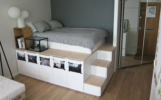 Идеи для маленькой спальни - Кровать на платформе