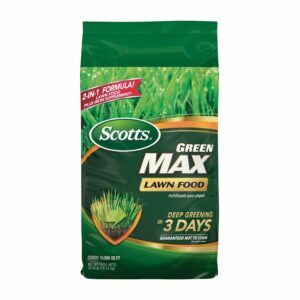 O melhor fertilizante para a opção de grama Zoysia: Scotts Green Max Lawn Food - Lawn Fertilizer Plus