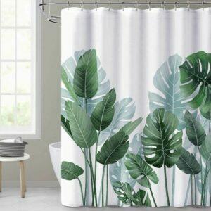 最高のシャワーカーテンオプション：バスルーム用のKGORGEシャワーカーテン-熱帯の葉
