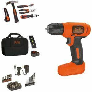 Найкращий варіант набору інструментів для дому: Чорний+Decker 8V Drill & Home Tool Kit, 57 шт