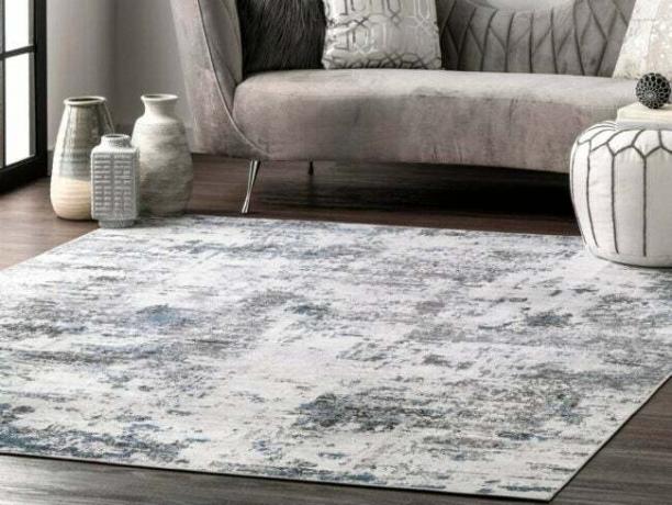 Най-добрият килим за под масата за хранене Вариант NuLoom Dali Grey Abstract Area Rug
